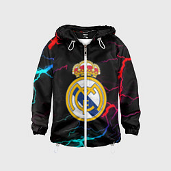 Ветровка с капюшоном детская Real Madrid neon storm, цвет: 3D-белый