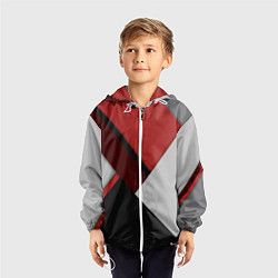 Ветровка с капюшоном детская Color black red grey, цвет: 3D-белый — фото 2