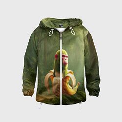 Ветровка с капюшоном детская Шимпанзини бананини ии мем, цвет: 3D-белый