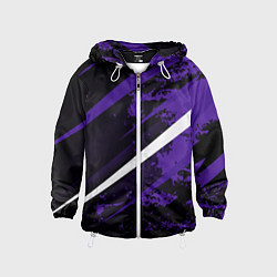 Ветровка с капюшоном детская Color black purple line, цвет: 3D-белый
