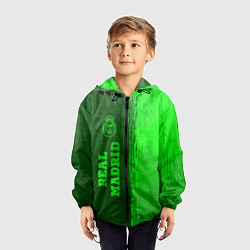 Ветровка с капюшоном детская Real Madrid - green gradient по-вертикали, цвет: 3D-черный — фото 2
