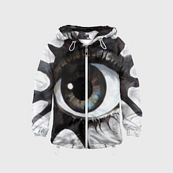 Ветровка с капюшоном детская Глаз и щупальца - психоделика, цвет: 3D-белый