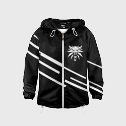 Ветровка с капюшоном детская Ведьмак лого геометрия, цвет: 3D-белый
