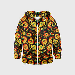 Ветровка с капюшоном детская Русская узорная роспись, цвет: 3D-белый