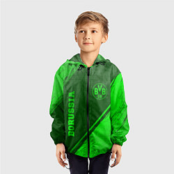 Ветровка с капюшоном детская Borussia - green gradient вертикально, цвет: 3D-черный — фото 2