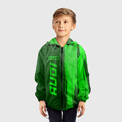 Ветровка с капюшоном детская Audi - green gradient по-вертикали, цвет: 3D-черный — фото 2