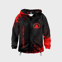 Ветровка с капюшоном детская Great Wall - red gradient вертикально, цвет: 3D-черный