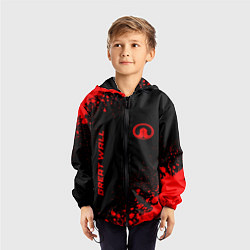 Ветровка с капюшоном детская Great Wall - red gradient вертикально, цвет: 3D-черный — фото 2