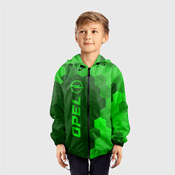Ветровка с капюшоном детская Opel - green gradient по-вертикали, цвет: 3D-черный — фото 2