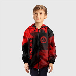 Ветровка с капюшоном детская Mercedes - red gradient вертикально, цвет: 3D-черный — фото 2