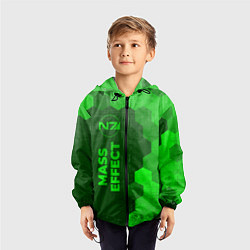 Ветровка с капюшоном детская Mass Effect - green gradient по-вертикали, цвет: 3D-черный — фото 2