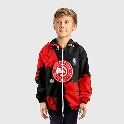 Ветровка с капюшоном детская Atlanta Hawks black and red, цвет: 3D-белый — фото 2
