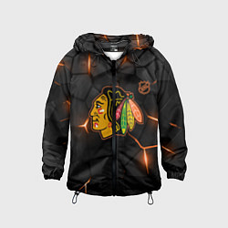 Ветровка с капюшоном детская Чикаго Блэкхокс - плиты с подсветкой, цвет: 3D-черный