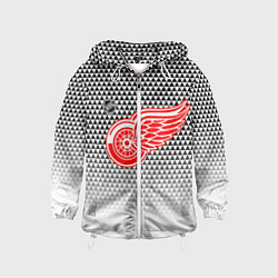 Ветровка с капюшоном детская Детройт Ред Уингз - геометрический градиент, цвет: 3D-белый
