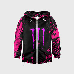 Ветровка с капюшоном детская Monster energy неоновые краски лого, цвет: 3D-белый