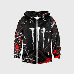 Ветровка с капюшоном детская Monster energy штрихи, цвет: 3D-белый