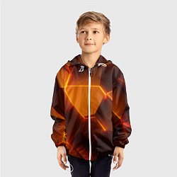 Ветровка с капюшоном детская Оранжевые объемные пластины, цвет: 3D-белый — фото 2