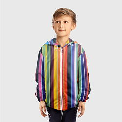 Ветровка с капюшоном детская Разноцветная полоска, цвет: 3D-белый — фото 2