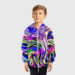Ветровка с капюшоном детская Абстракция пластика синий, цвет: 3D-белый — фото 2
