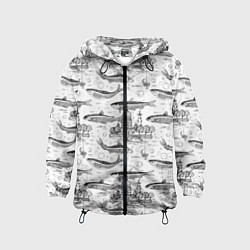 Ветровка с капюшоном детская Корюшка и рыбалка в Питере паттерн, цвет: 3D-черный
