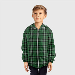 Ветровка с капюшоном детская Checkered green, цвет: 3D-белый — фото 2