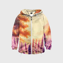 Ветровка с капюшоном детская Поле цветочное, цвет: 3D-белый