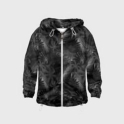 Ветровка с капюшоном детская Palm black and white, цвет: 3D-белый