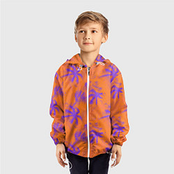 Ветровка с капюшоном детская Palm orange, цвет: 3D-белый — фото 2