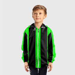 Ветровка с капюшоном детская Color green black lines, цвет: 3D-белый — фото 2