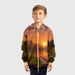 Ветровка с капюшоном детская Закат - Minecraft, цвет: 3D-белый — фото 2