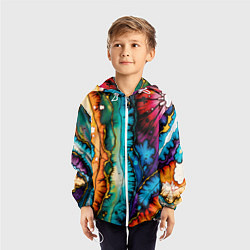 Ветровка с капюшоном детская Разноцветный узор, цвет: 3D-белый — фото 2