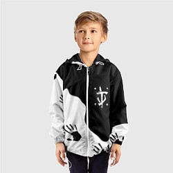 Ветровка с капюшоном детская Doom отпечатки демона, цвет: 3D-белый — фото 2