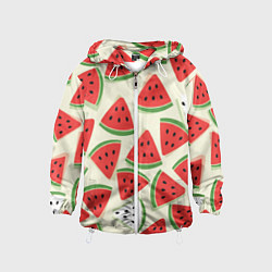 Ветровка с капюшоном детская Арбузный паттерн, цвет: 3D-белый