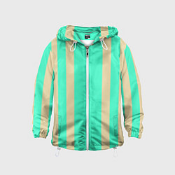 Ветровка с капюшоном детская Color blue beige stripes, цвет: 3D-белый