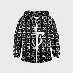 Ветровка с капюшоном детская Doom geometry pattern, цвет: 3D-белый