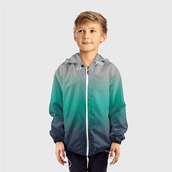 Ветровка с капюшоном детская Градиент серо-зеленый, цвет: 3D-белый — фото 2