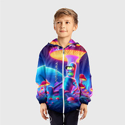 Ветровка с капюшоном детская Робот-сгибальщик Бендер находится под неоновым мух, цвет: 3D-белый — фото 2