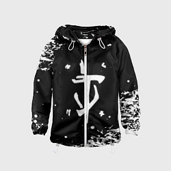 Ветровка с капюшоном детская Doom белый всплеск красок, цвет: 3D-белый