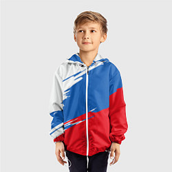Ветровка с капюшоном детская Белый Синий Красный, цвет: 3D-белый — фото 2