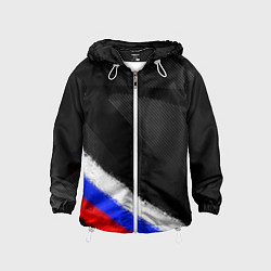 Ветровка с капюшоном детская Спортивный триколор России, цвет: 3D-белый