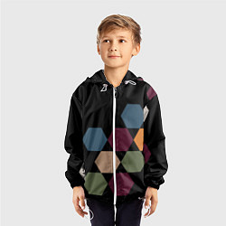 Ветровка с капюшоном детская Honeycombs autumn colors, цвет: 3D-белый — фото 2