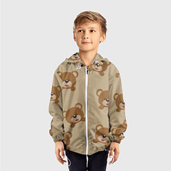 Ветровка с капюшоном детская Медвежьи мордашки на бежевом, цвет: 3D-белый — фото 2
