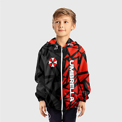 Ветровка с капюшоном детская Umbrella corp - красные фрагменты, цвет: 3D-белый — фото 2