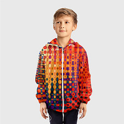 Ветровка с капюшоном детская Красно-жёлтый абстракция, цвет: 3D-белый — фото 2