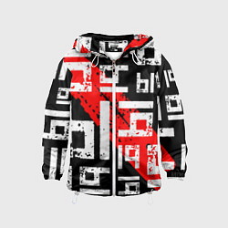 Ветровка с капюшоном детская Ы, паттерн, цвет: 3D-белый