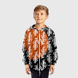 Ветровка с капюшоном детская Паттерн с угловатыми листьями, цвет: 3D-белый — фото 2