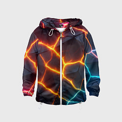 Ветровка с капюшоном детская Разноцветный неон из плит, цвет: 3D-белый
