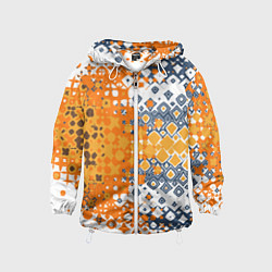 Ветровка с капюшоном детская Геометрические разводы, цвет: 3D-белый