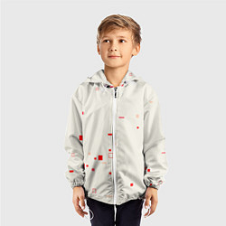 Ветровка с капюшоном детская Color white red shapes, цвет: 3D-белый — фото 2