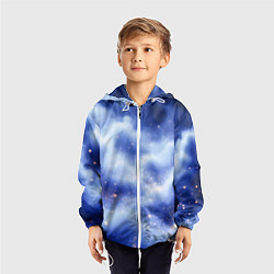 Ветровка с капюшоном детская Сине-голубая волшебная дымка, цвет: 3D-белый — фото 2